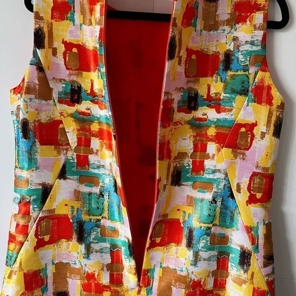 Tahari Arthur S. Levine Bright Multi Color Sleeveless Mini Dress Size 8 - Picture 6 of 7